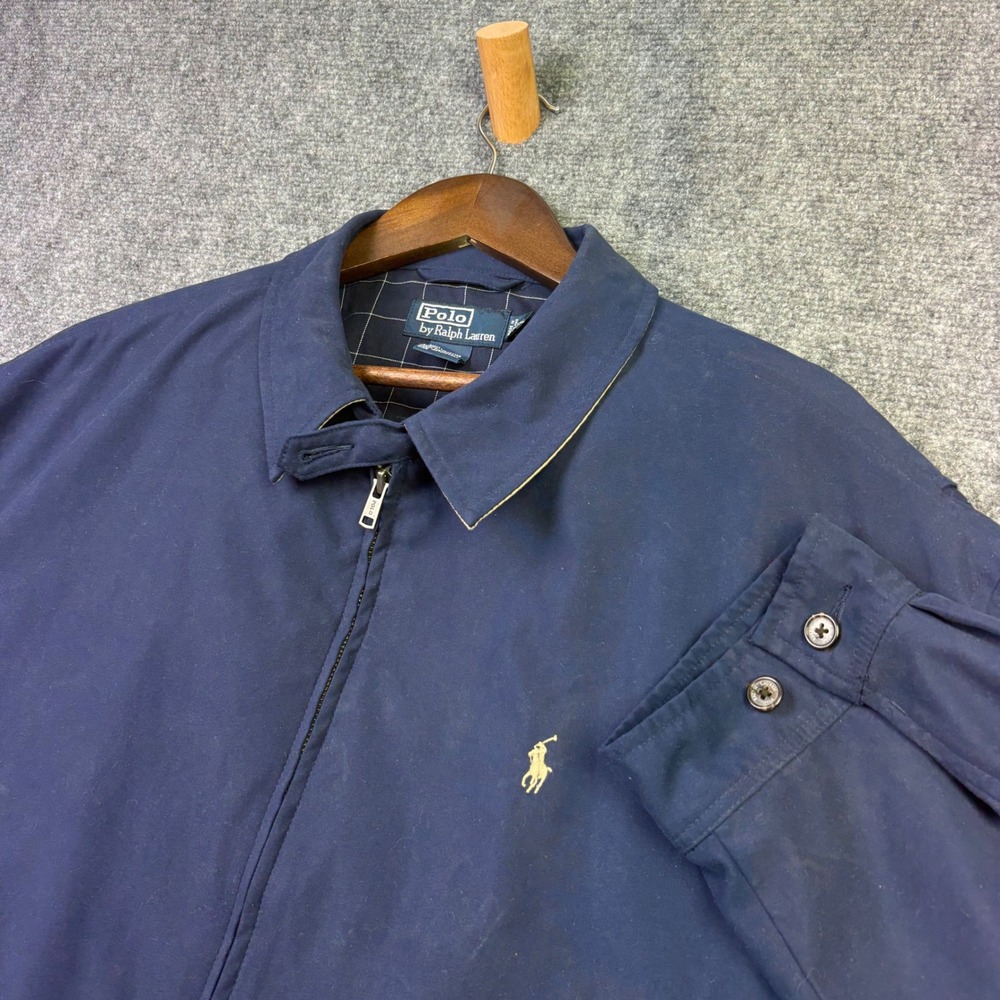 Polo Ralph Lauren Harrington Jacket Mens XXL Navy Blue Plaid Lined Windbreaker